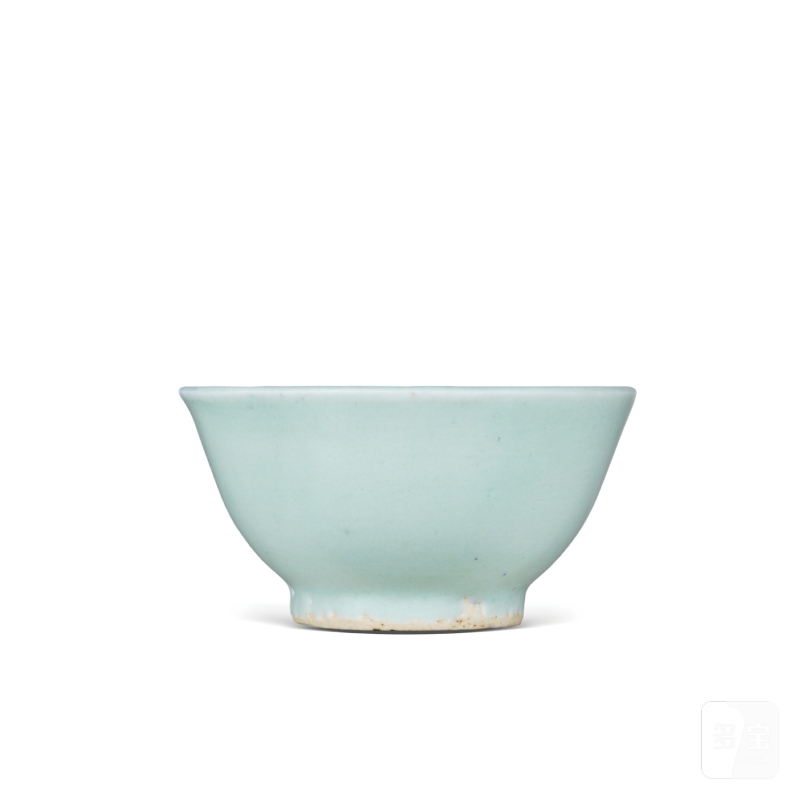 清雍正外粉青釉内青花太极八卦纹杯 - 图1